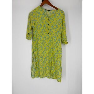 Avaasa Womens Straight Kurta Medium Floral Botanical Indian Button Down